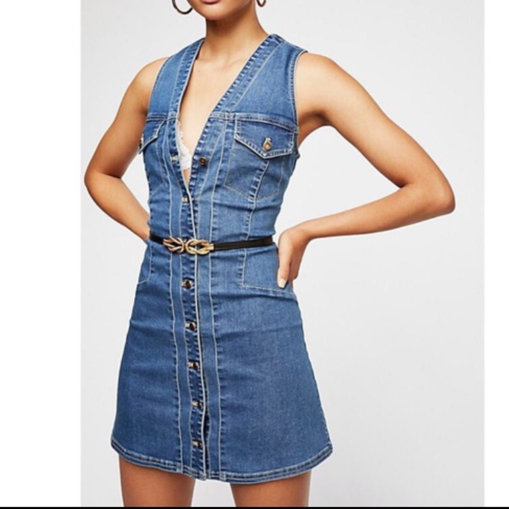 Free People Wandering Star Denim Dress